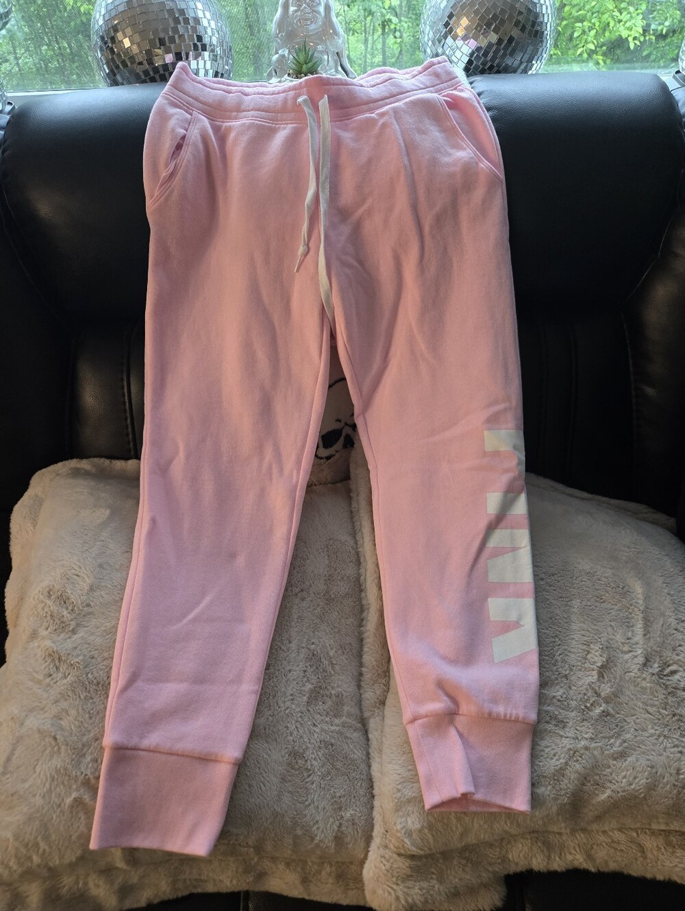 PINK.  Joggers with Side Logo. Size M